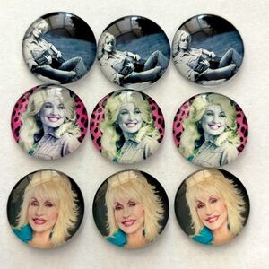 9 Dolly Parton 25mm Hard Resin Dome Cabochons